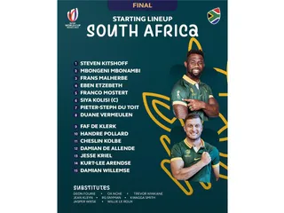 SE DEFINIÓ EL EQUIPO DE SUDÁFRICA PARA LA GRAN FINAL