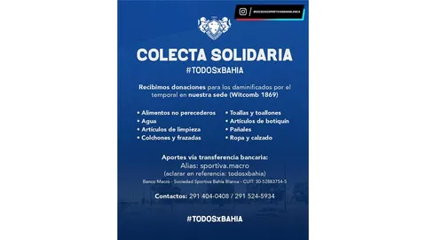 TODOS X BAHÍA: EL MUNDO DEL RUGBY UNIDO PARA APORTAR DONACIONES PARA BAHÍA BLANCA