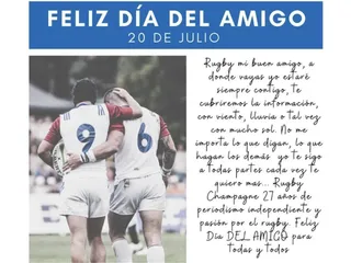 FELIZ DÍA DEL AMIGO LES DESEA RUGBY CHAMPAGNE
