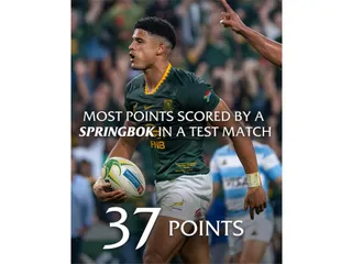 LOS 37 PUNTOS DE MNGOMEZULU, EL NUEVO RÉCORD DEL RUGBY CHAMPIONSHIP