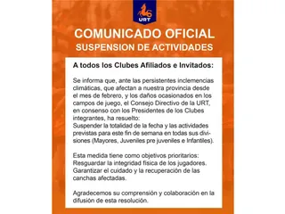 SE SUSPENDIÓ LA FECHA EN EL RUGBY TUCUMANO
