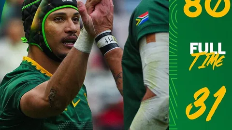 LOS SPRINGBOKS Y UNA GOLEADA ANTE LOS BARBARIANS DE FELIPE CONTEPOMI PARA EMPEZAR SU TEMPORADA