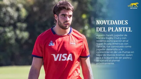 AGUSTÍN SARELLI SE SUMA A LA CONCENTRACIÓN DE LOS PUMAS EN LUGAR DE MARCOS KREMER