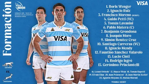 FELIPE CONTEPOMI DESIGNÓ EL EQUIPO DE LOS PUMAS PARA ENFRENTAR A SUDÁFRICA