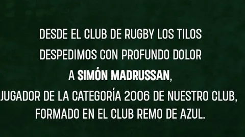 EL RUGBY ESTÁ DE LUTO: FALLECIÓ SIMÓN MADRUSSAN, JUGADOR DEL CLUB LOS TILOS