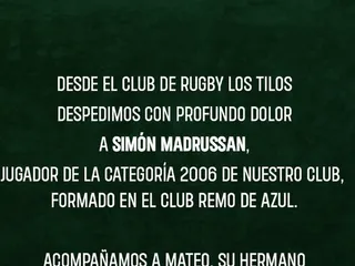 EL RUGBY ESTÁ DE LUTO: FALLECIÓ SIMÓN MADRUSSAN, JUGADOR DEL CLUB LOS TILOS