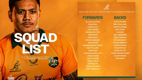 FUE CONFIRMADO EL PLANTEL DE AUSTRALIA QUE VIAJARÁ A LA ARGENTINA PARA MEDIRSE CON LOS PUMAS EN JUJUY Y MENDOZA