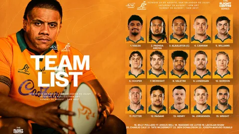 LOS WALLABIES Y SU FORMACIÓN PARA JUGAR CON LOS PUMAS EN JUJUY