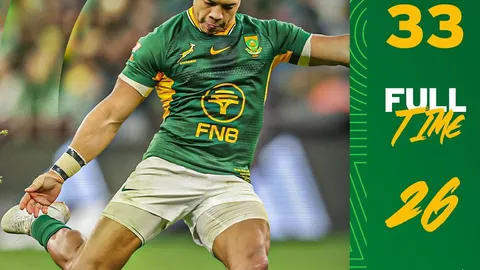 LOS SPRINGBOKS SE TOMARON REVANCHA DE LOS ALL BLACKS, LOS VENCIERON Y SON NÚMERO UNO DEL RANKING OTRA VEZ