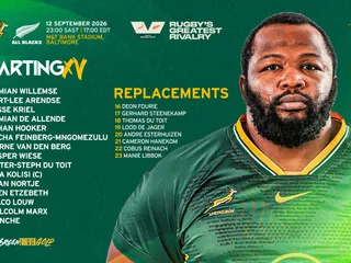 SUDÁFRICA CON EL EQUIPO DEFINIDO PARA EL ÚLTIMO PARTIDO ANTE LOS ALL BLACKS EN USA