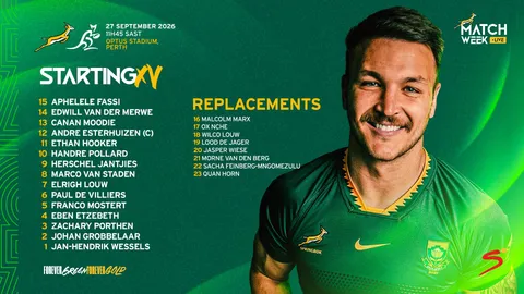 SUDÁFRICA CON SU EQUIPO CONFIRMADO PARA MEDIRSE EL DOMINGO EN PERTH ANTE AUSTRALIA