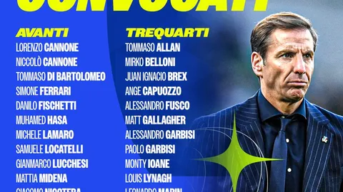 Gonzalo Quesada y los 34 convocados de Italia para jugar el Nations Championship